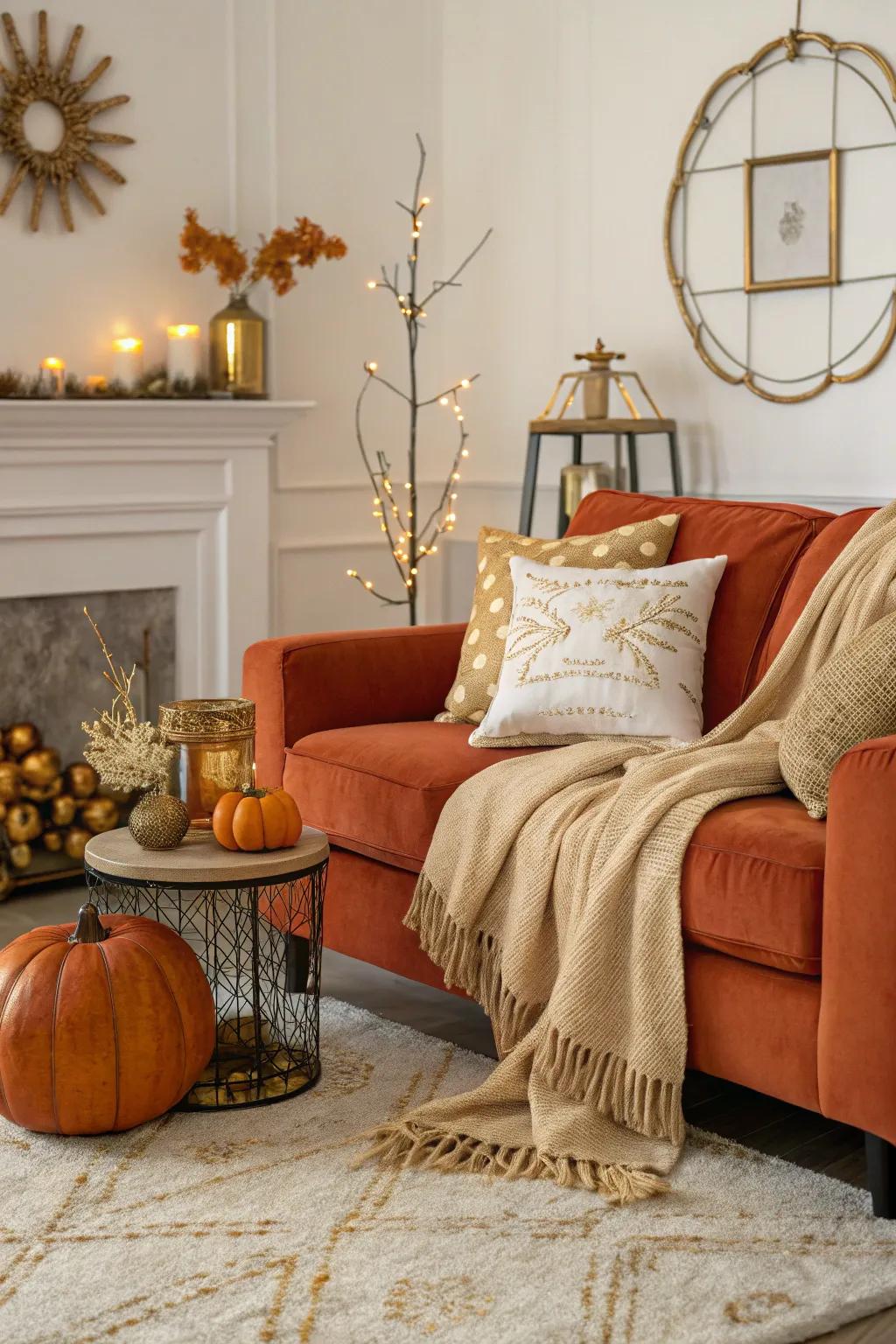 Savor the ambiance of warm spiced pumpkin colors in your décor.