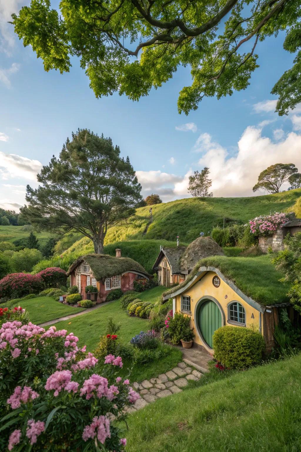Individual living spaces coalescing into a harmonious family compound atmosphere.