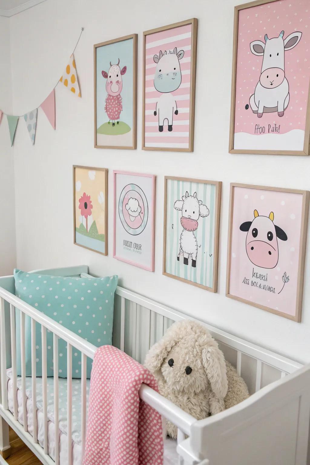 Bring character to your nursery with lovely farm animal art.