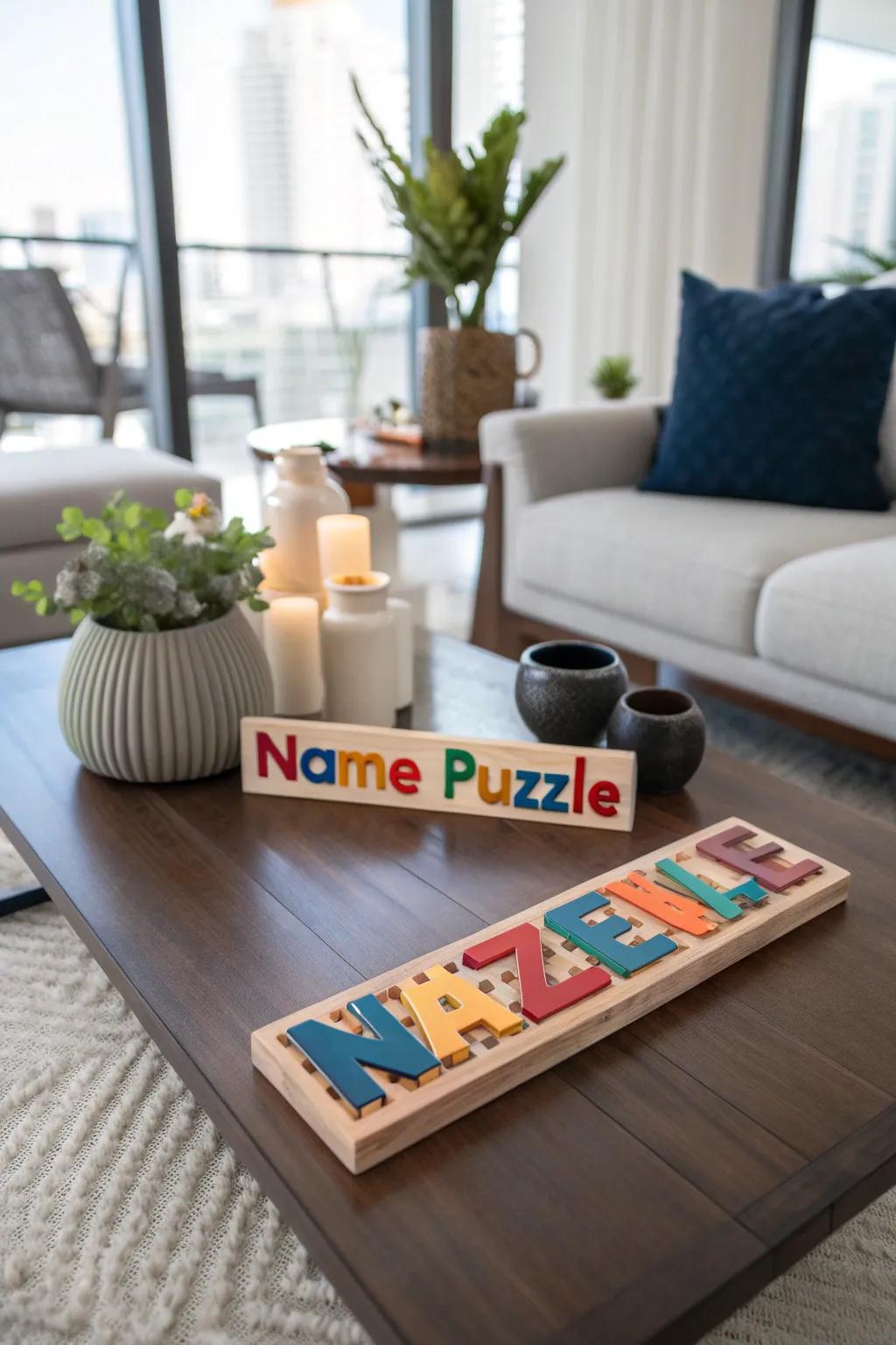 A bespoke name puzzle transforms learning into a personalized and enjoyable experience.