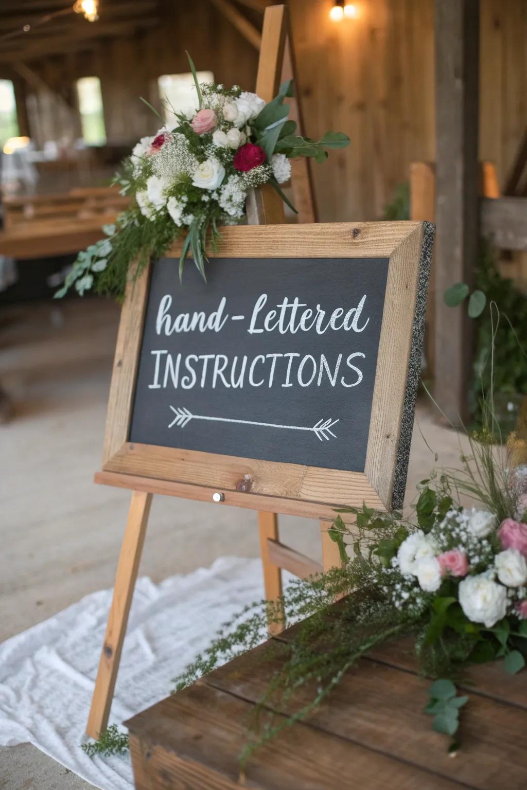 Chalkboard-style signs lend an inviting rustic touch to your flower bar.