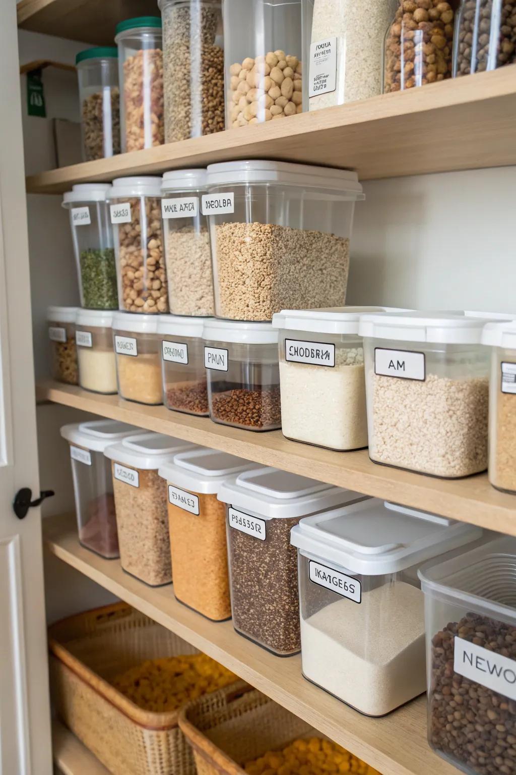 Clear containers bring a polished and organized feel to any pantry.