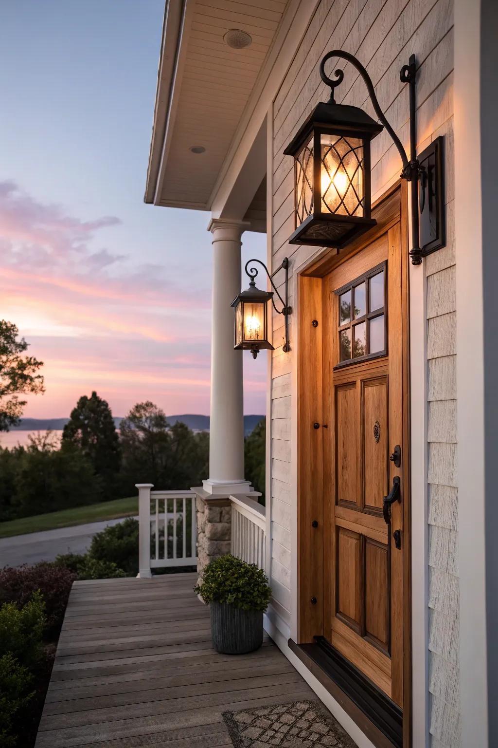Exuding timeless beauty with lantern wall sconces.