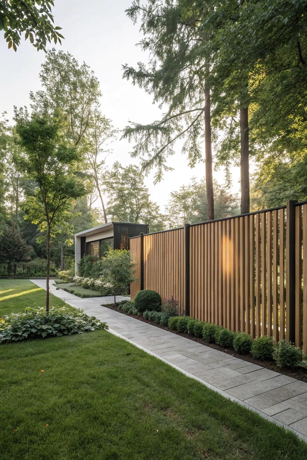 Wooden fences offer a timeless solution for front yard privacy.