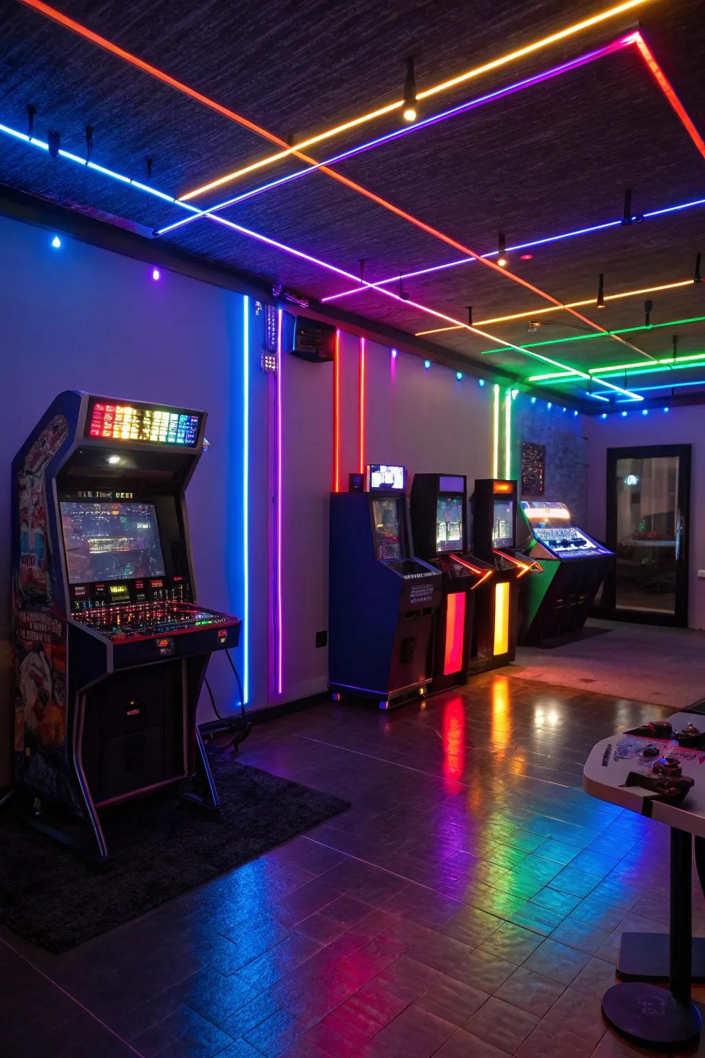 LED lights morph any area into a vibrant gaming retreat.