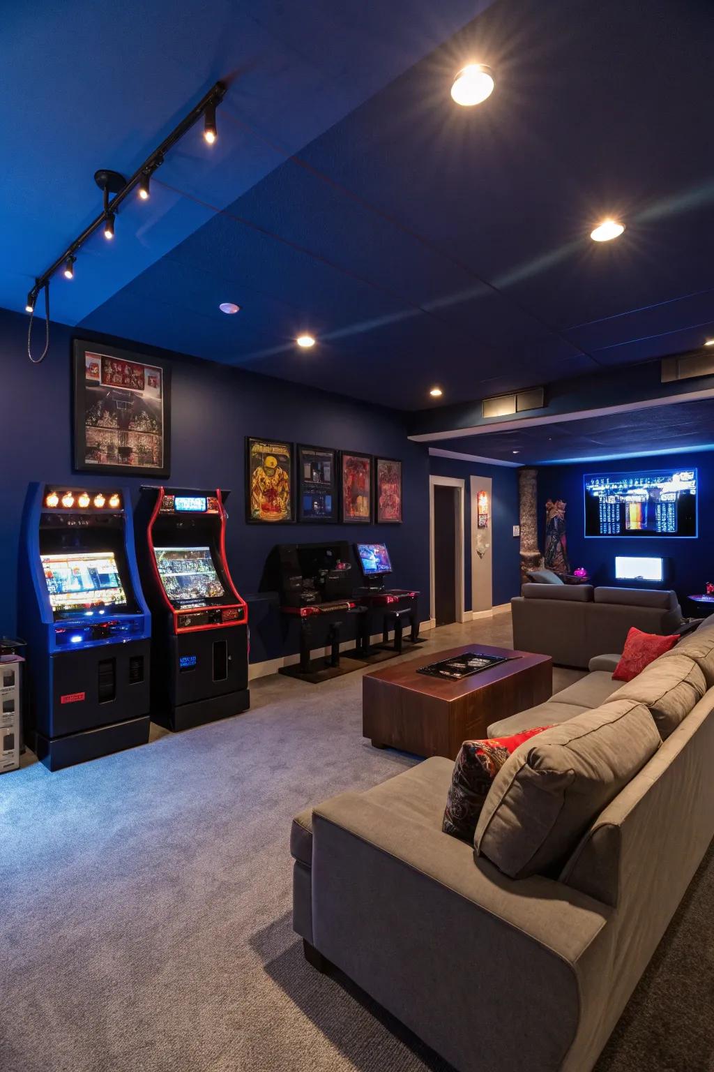 Profound azure walls ensure a focused and immersive gaming experience.