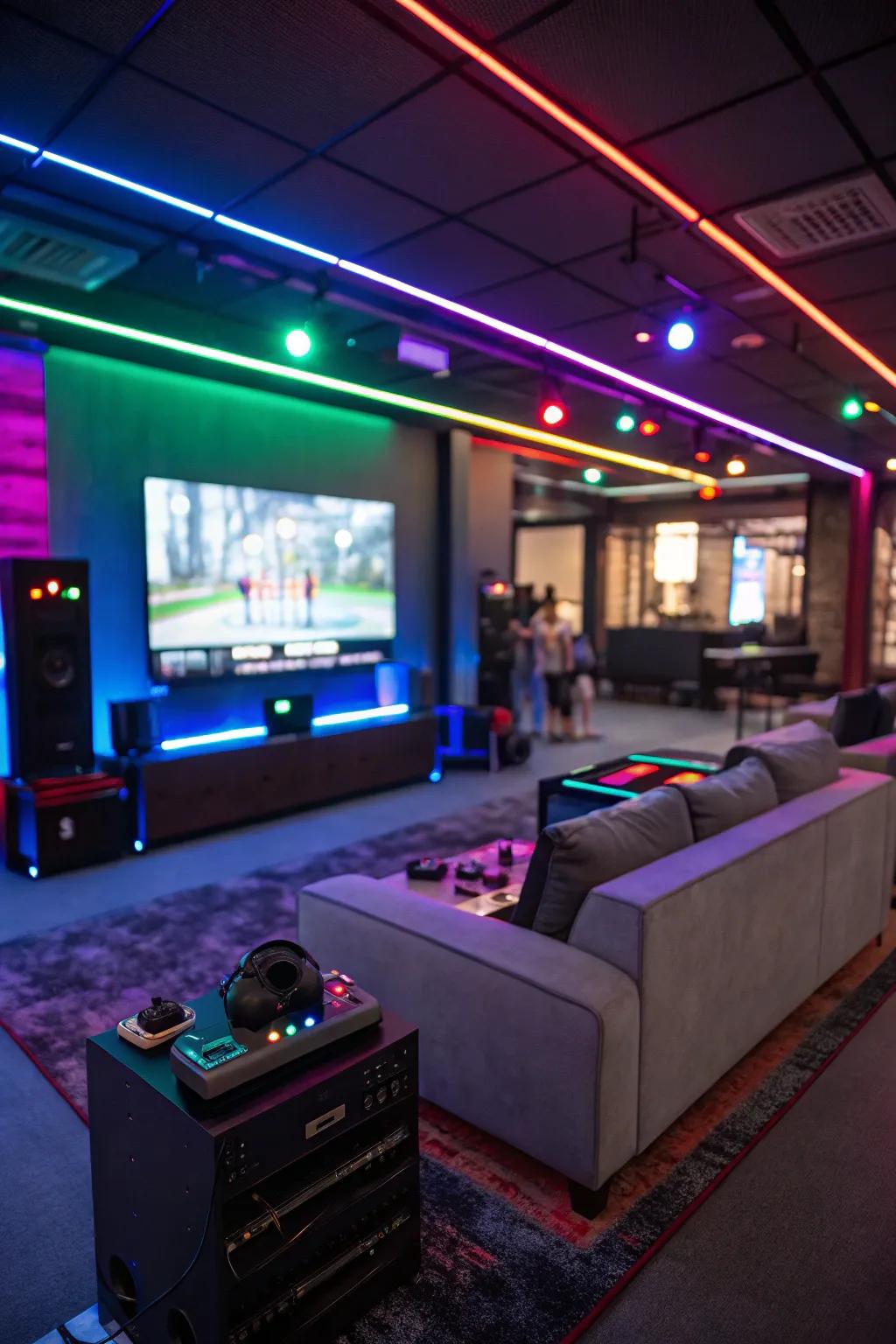 Animated LED light ribbons crafting an enchanting and absorbing gaming ambience.