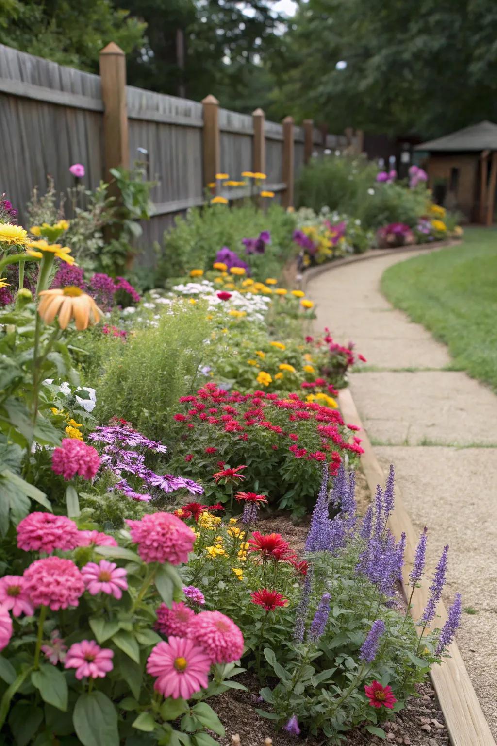 An enchanting exhibition of hues in a meticulously designed flower bed.