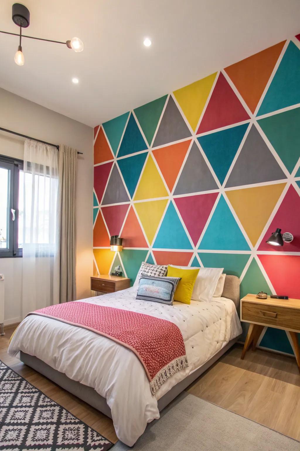 Bring in a playful vibe with bold triangle designs.