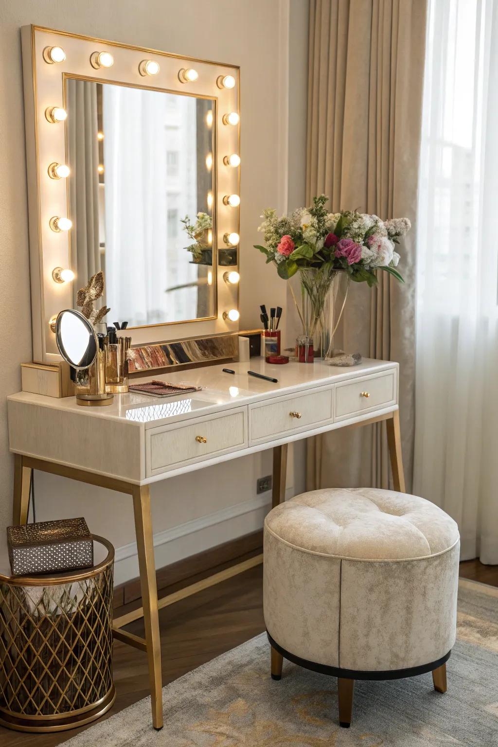 A dressing table harmonizes beauty with practicality.