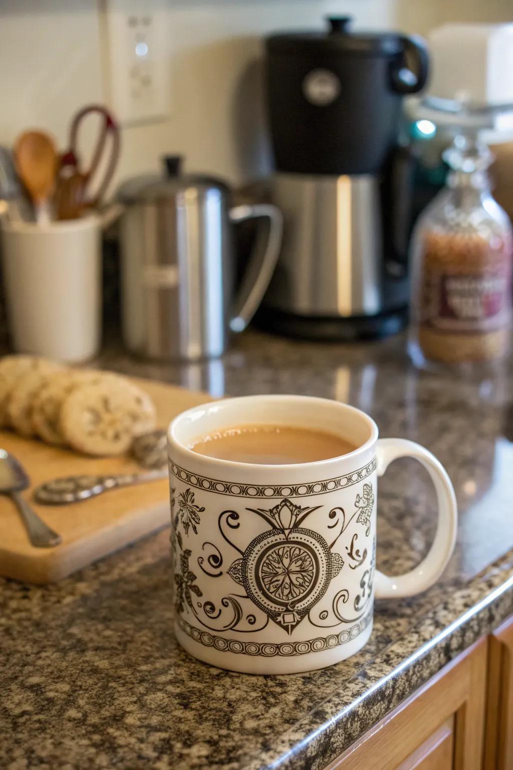 A mug brimming with warmth, setting the perfect tone for a bright start to the day.