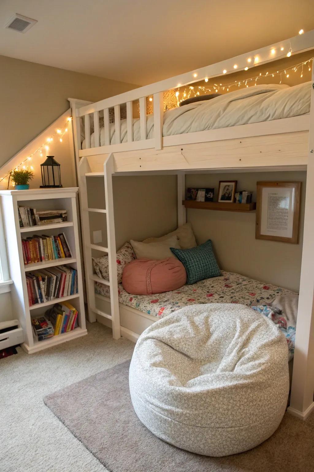 A cozy reading nook turns bedtime stories into magical moments.