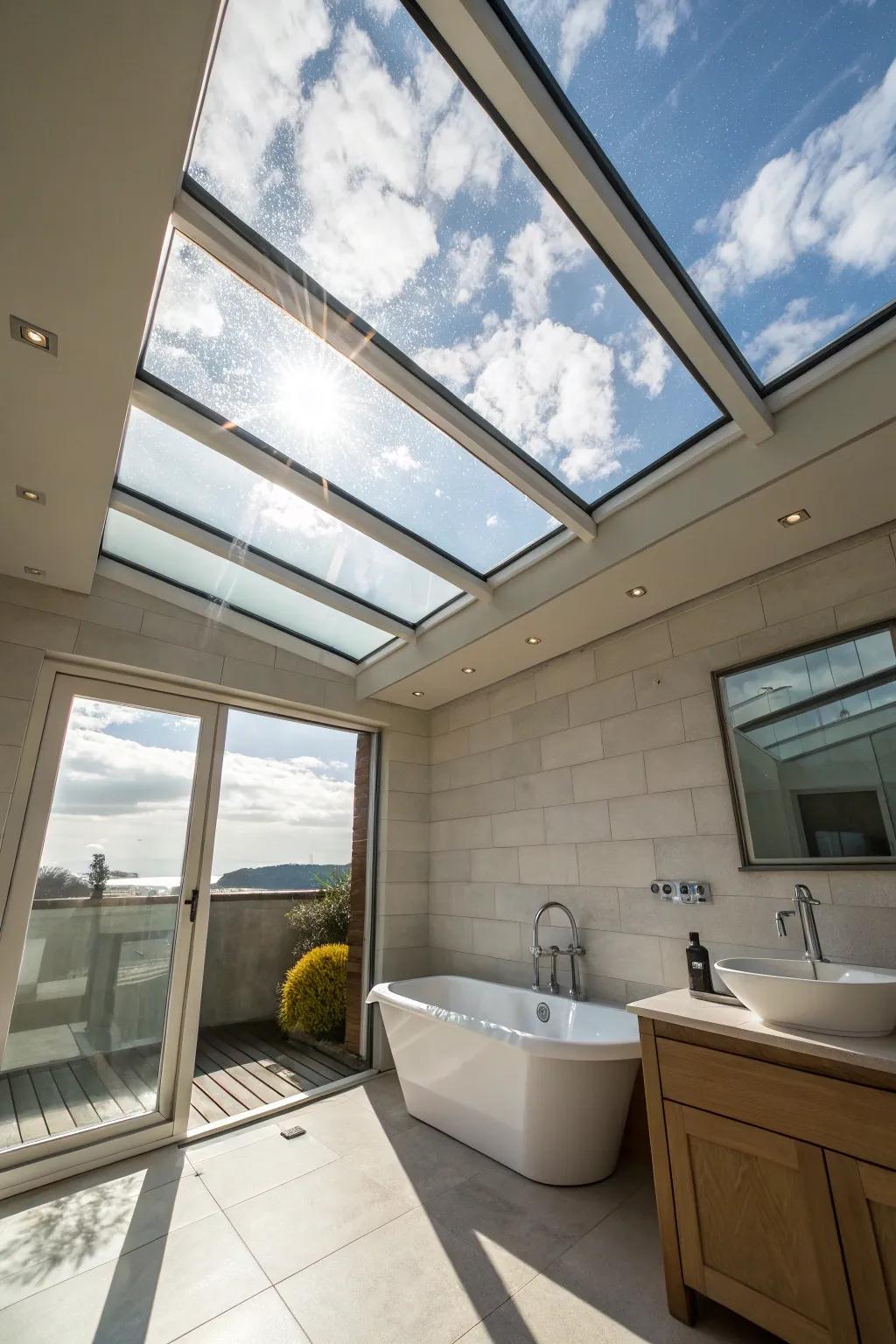Bask in the open sky from your tub under a breathtaking glass ceiling.