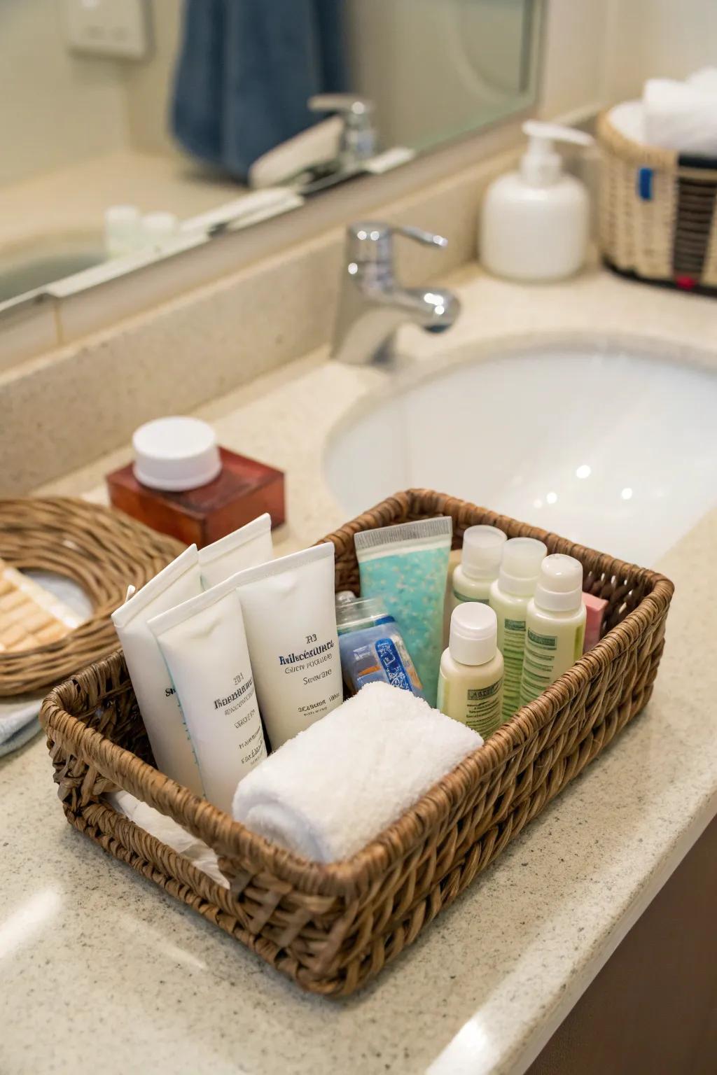 A convenient toiletries set for guests, ensuring they are covered for the basics.