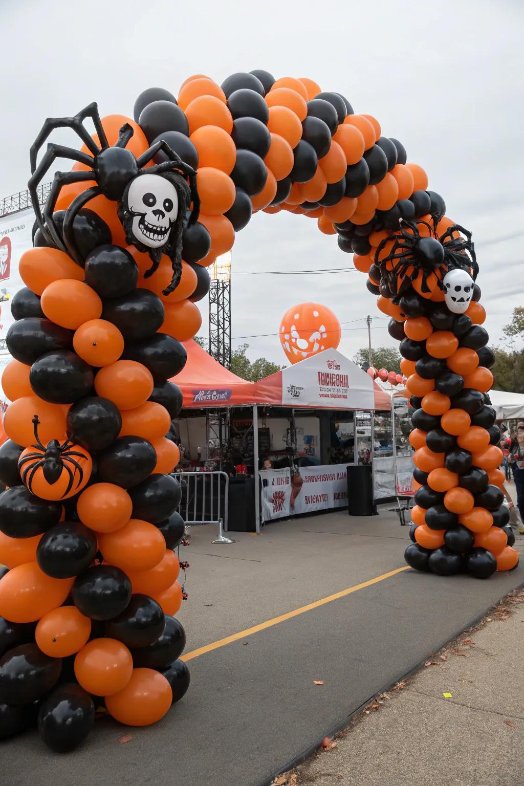 Greet attendees with an eerie balloon gateway that immediately conjures the Halloween atmosphere.