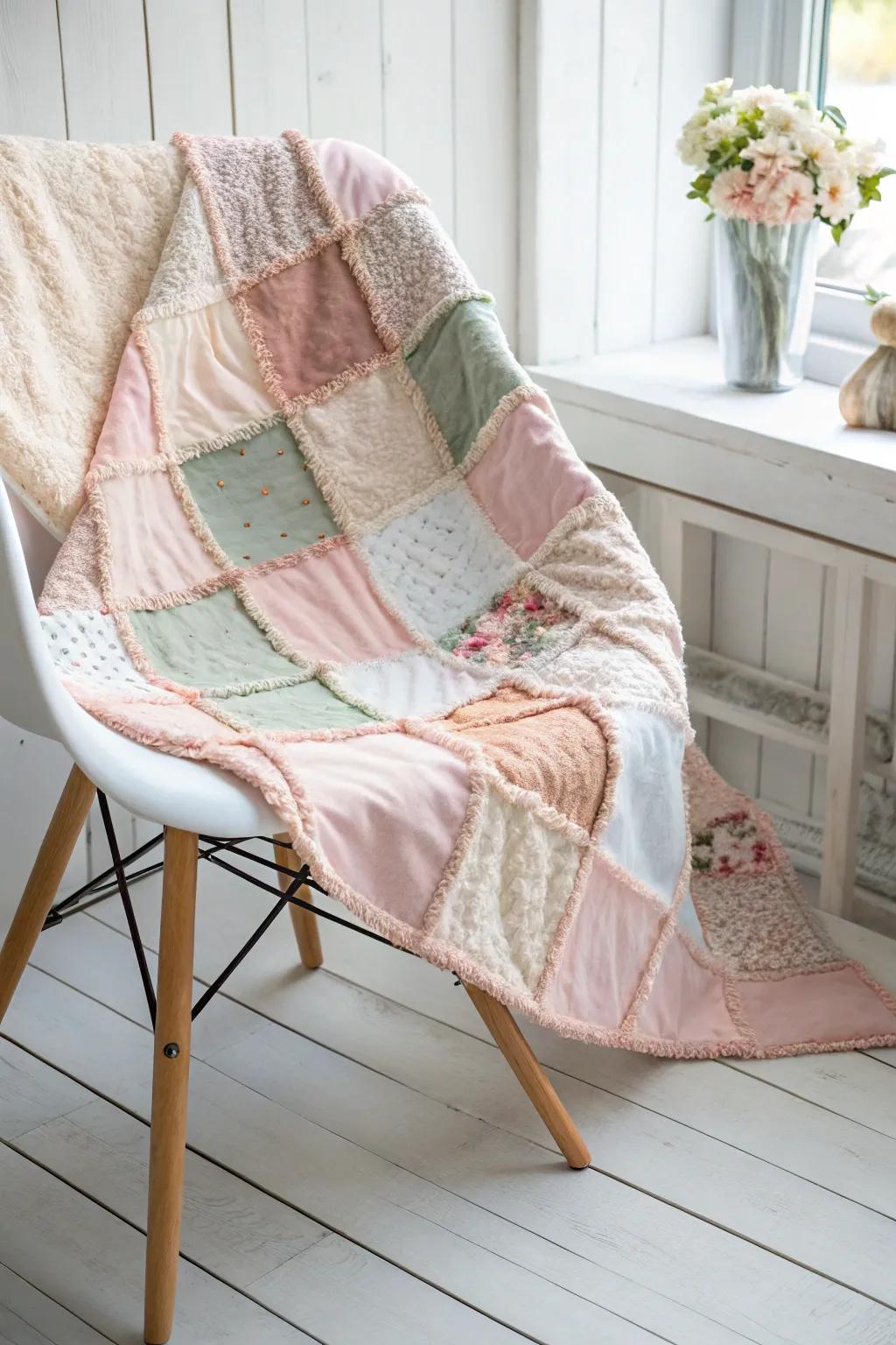 Envelop your cherished one in the nostalgia and warmth of a delightful patchwork baby blanket.