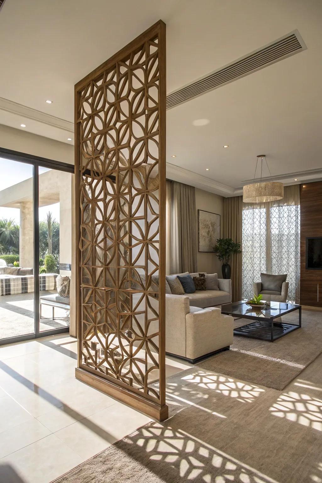 Geometric wooden panels introduce a fashionable element to any room.
