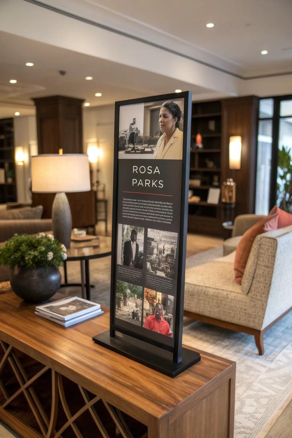 A display honoring a significant figure, bringing character to an updated living area.