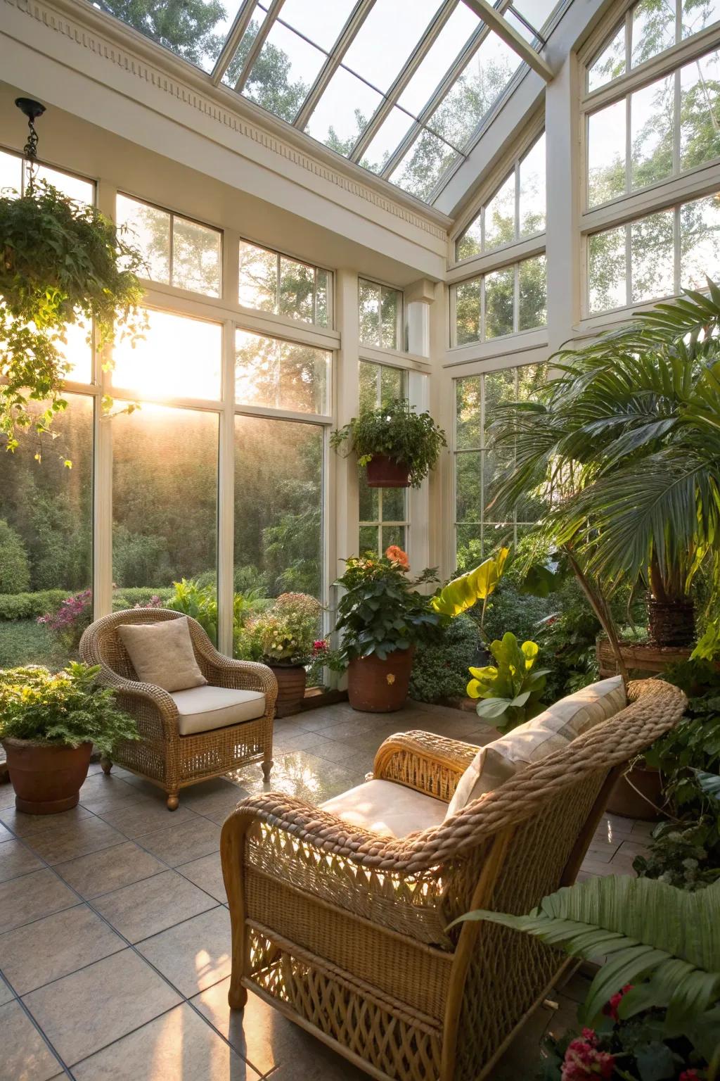A sun-drenched haven: a seamless fusion of indoor coziness and the splendor of the outdoors.