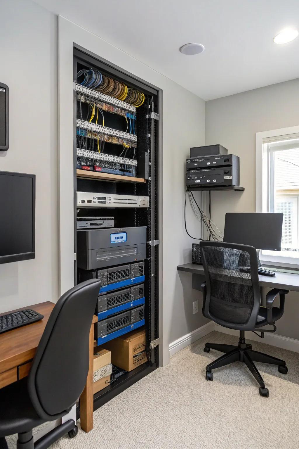 A compact wall-mounted rack efficiently utilizes small spaces.