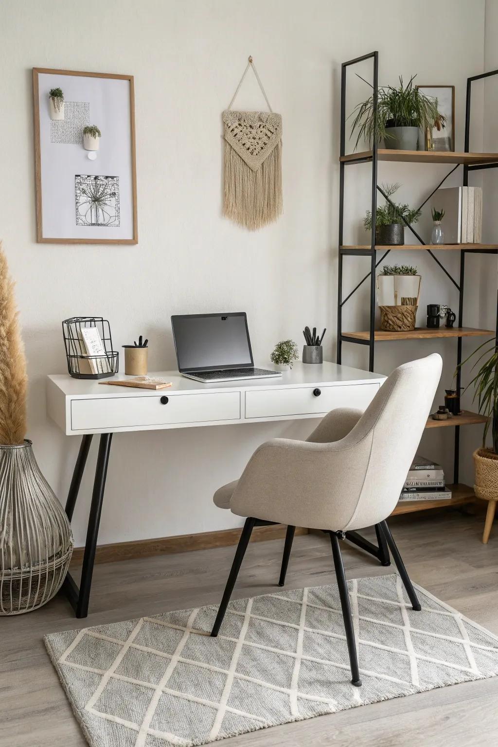 Minimalist pieces create a clean and productive workspace.