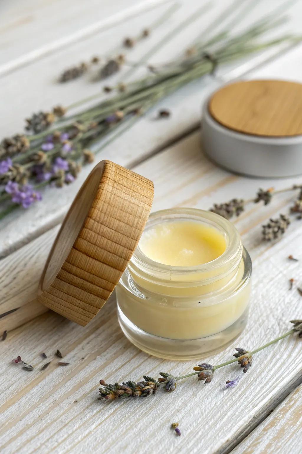 Relish the simplicity of a beeswax treatment, enhanced by the soothing aroma of lavender.