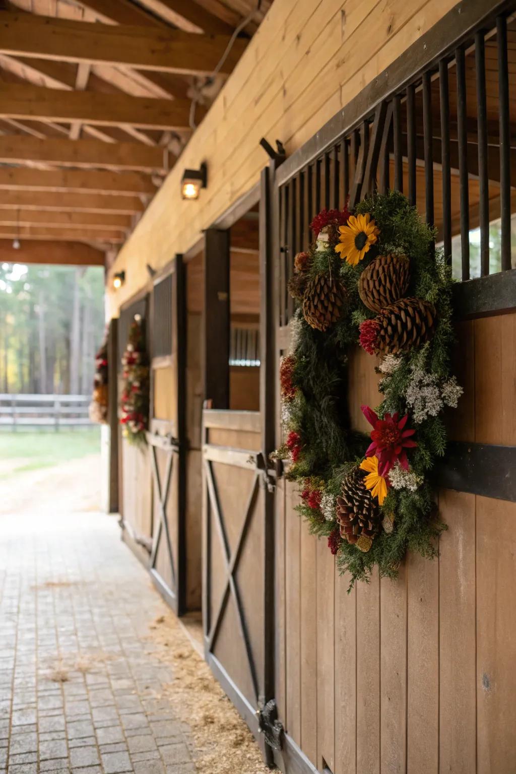 Seasonal garlands introduce a festive ambiance to your horse's stall.