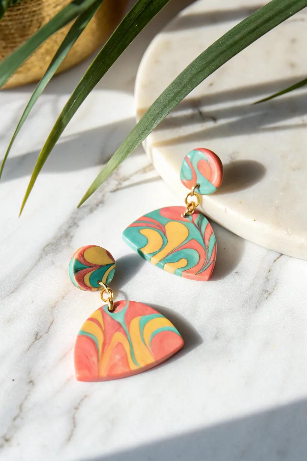 Embrace your creative side with these vibrant, abstract clay earrings!