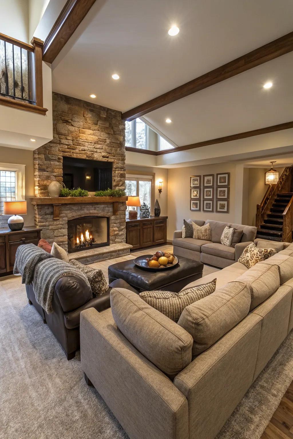 Open design featuring designated zones for family engagement.