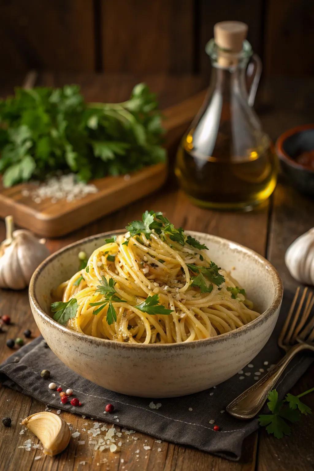 Simple yet rich in flavor, Aromatic Pasta with Garlic and Oil satisfies late-night cravings perfectly.