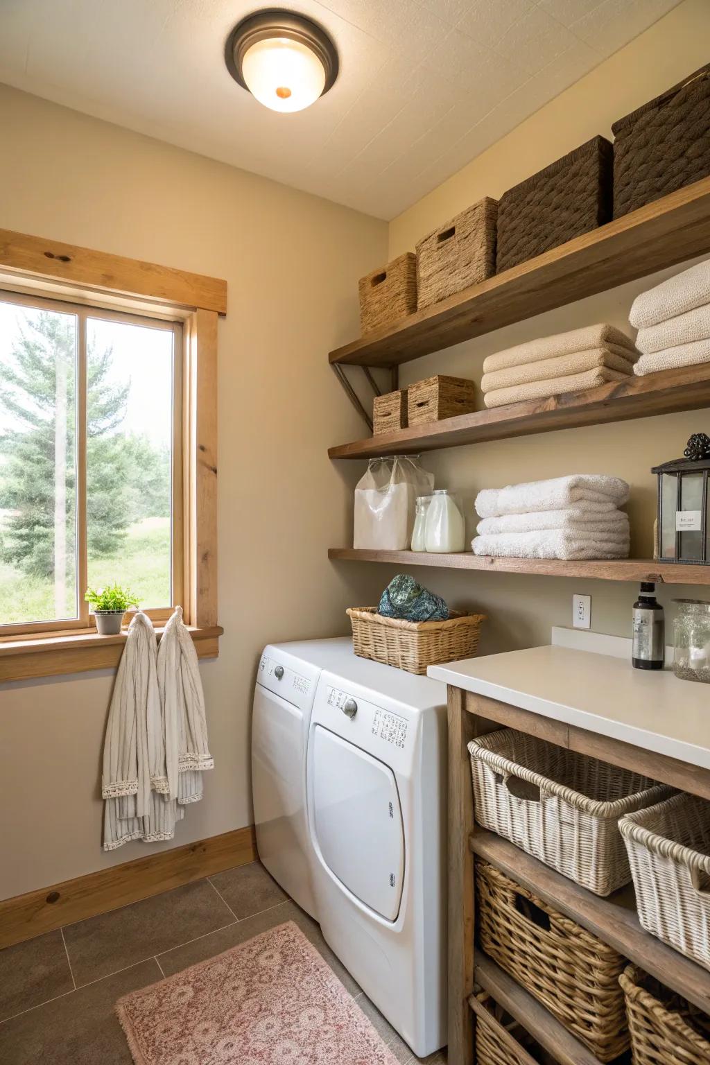 Gentle neutral tones have the power to make your laundry space feel open and welcoming.