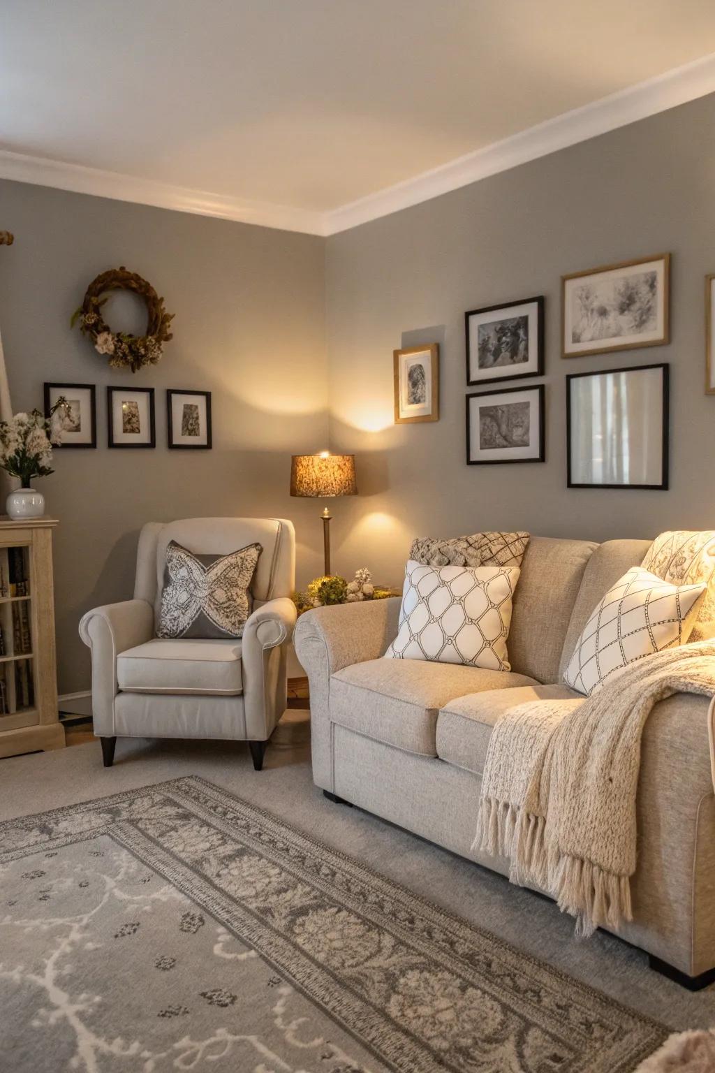 Neutral tones create a peaceful and adaptable environment in your living area.