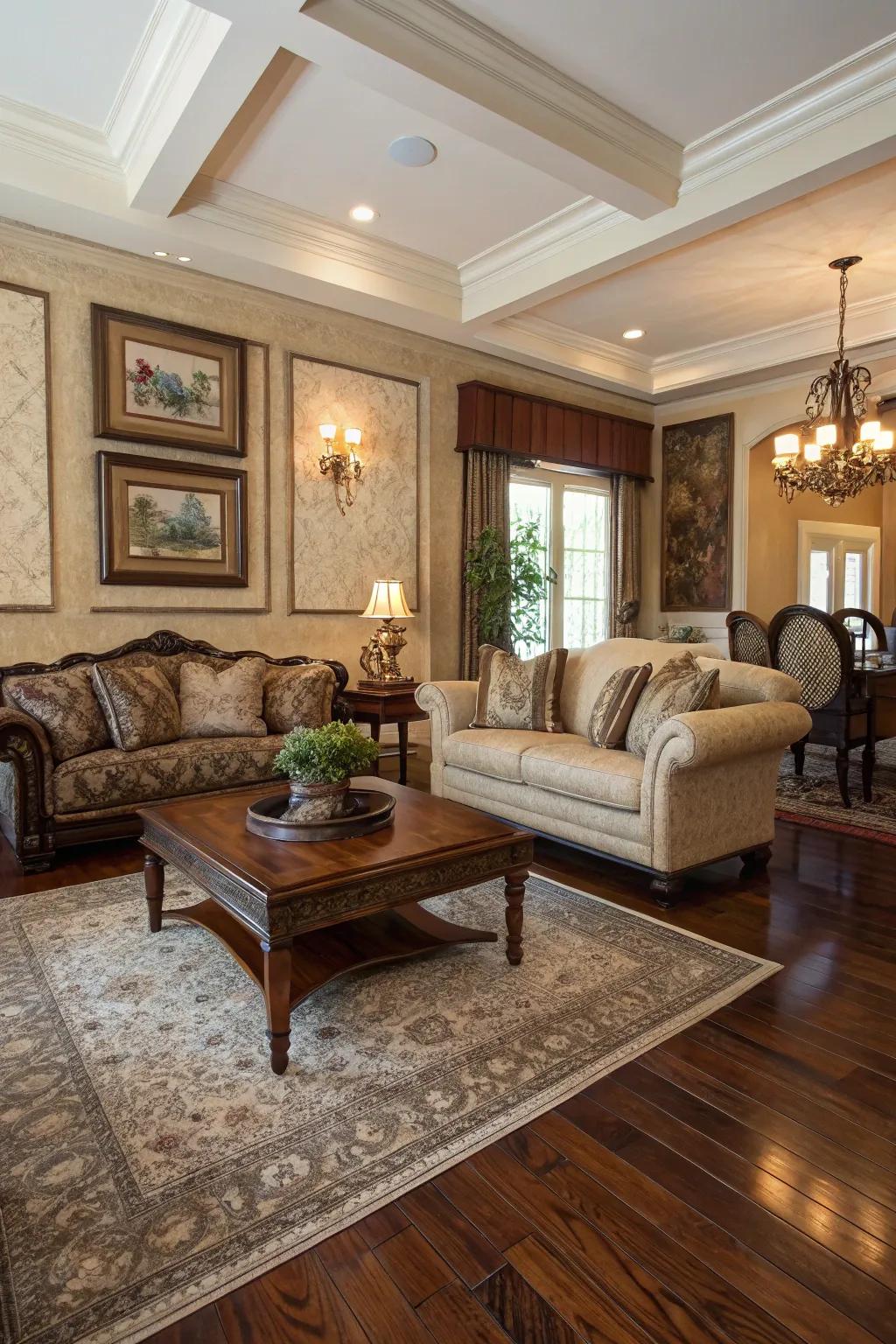 Timeless solid timber flooring imbues any living space with elegance and warmth.