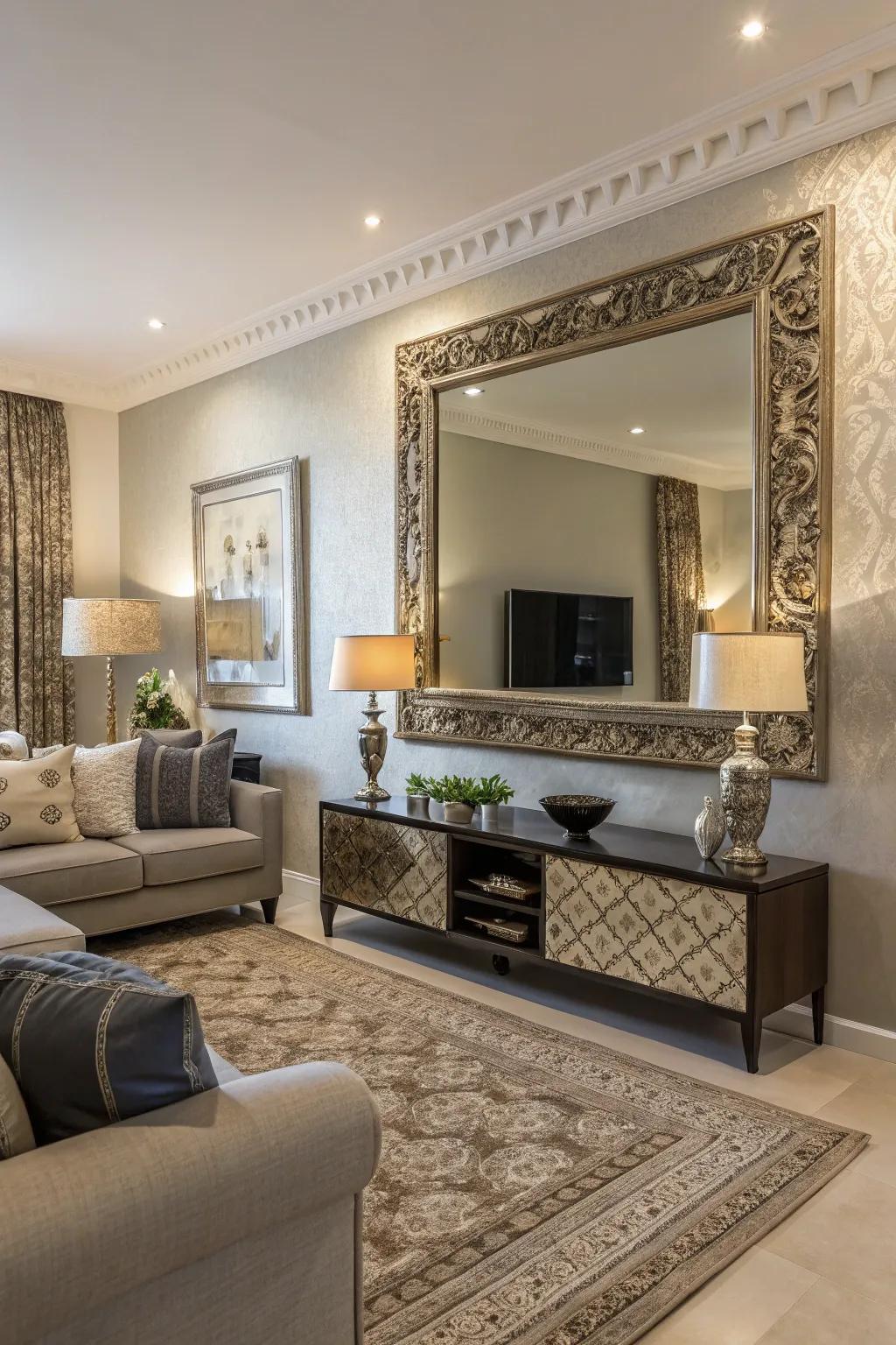 Command focus with a grand mirror that takes the spotlight.