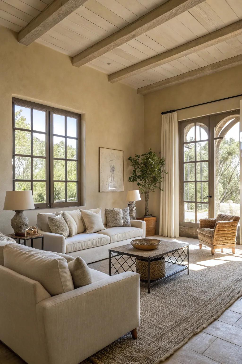 Neutral tones provide a tranquil setting for a living area.