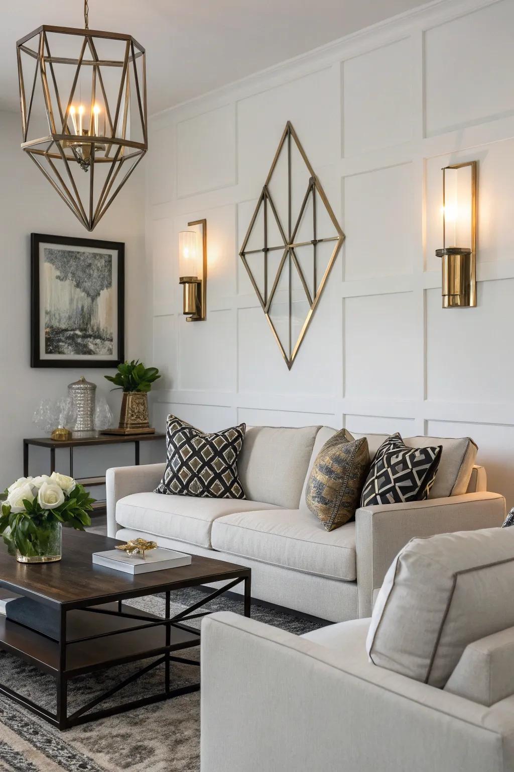 Geometric sconces bring a modern art feel to your walls.