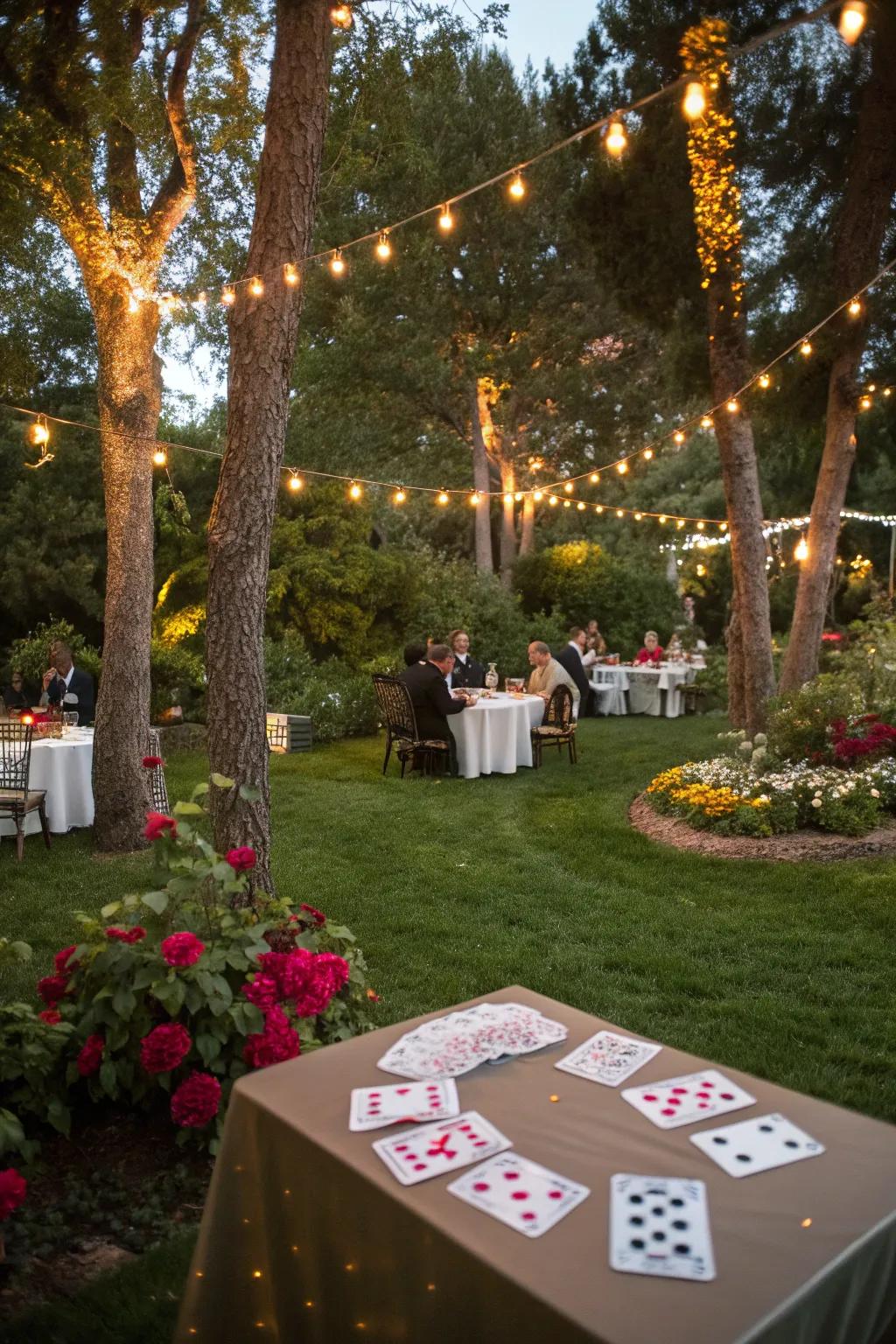 A backyard converted into a playful casino, just right for a lucky 7 birthday.