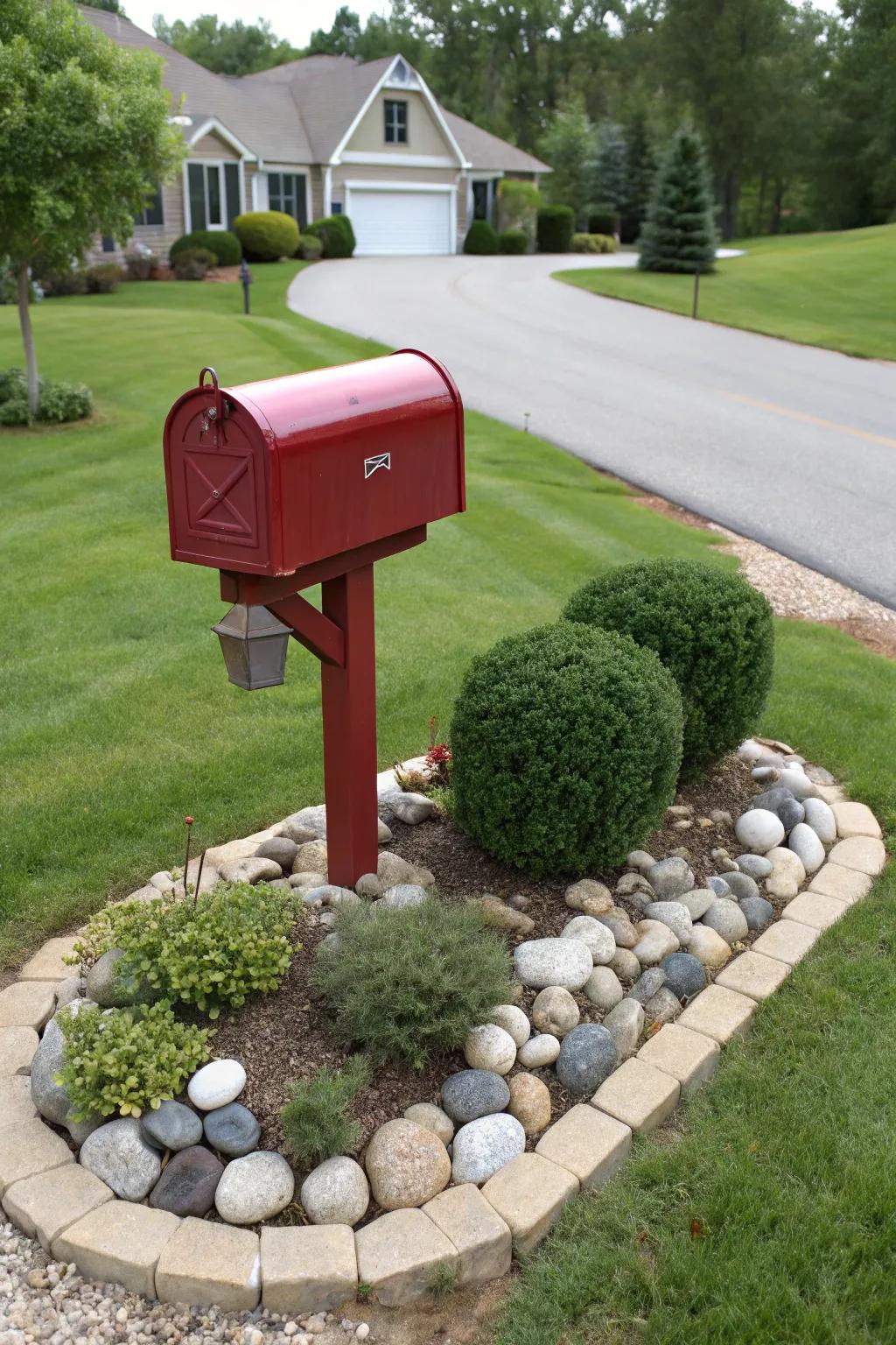 Employing stones to delineate precise borders around your mailbox area.