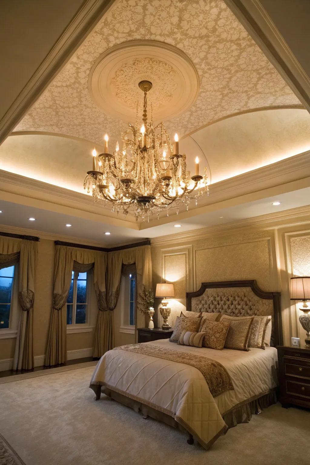 A striking pendant fixture has the ability to transform your stepped ceiling into a breathtaking focal point.