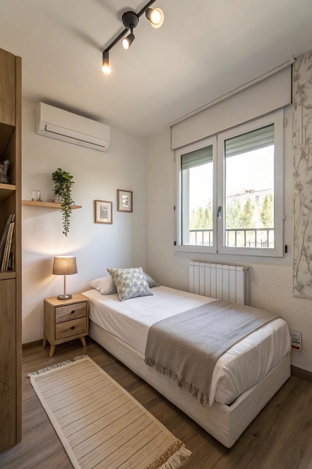 Minimalist design enhances space and peace.