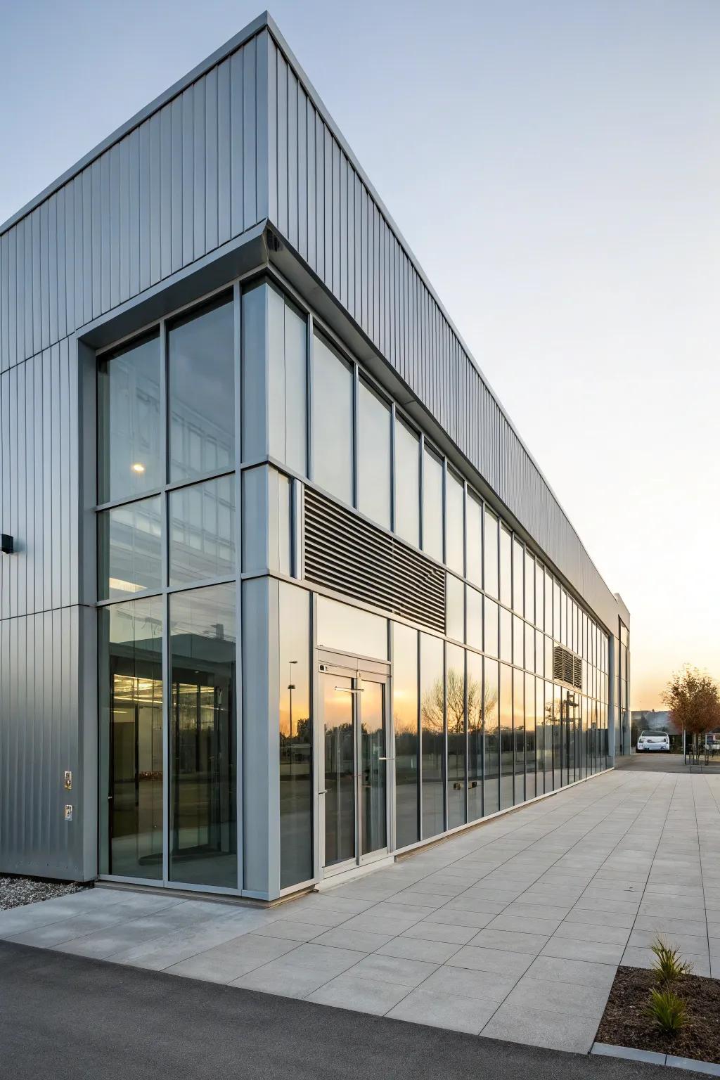 A refined, modern metal facade imparts an element of contemporary sophistication.