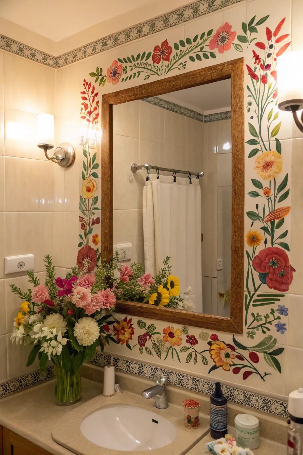 Infuse your mirrors with floral elegance for a revitalizing ambiance.