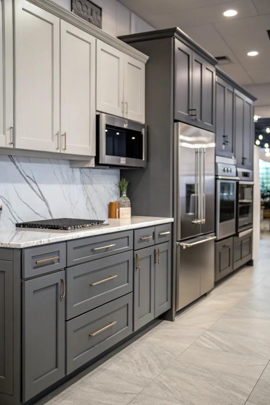 Select the most suitable grey tone for your kitchen units.
