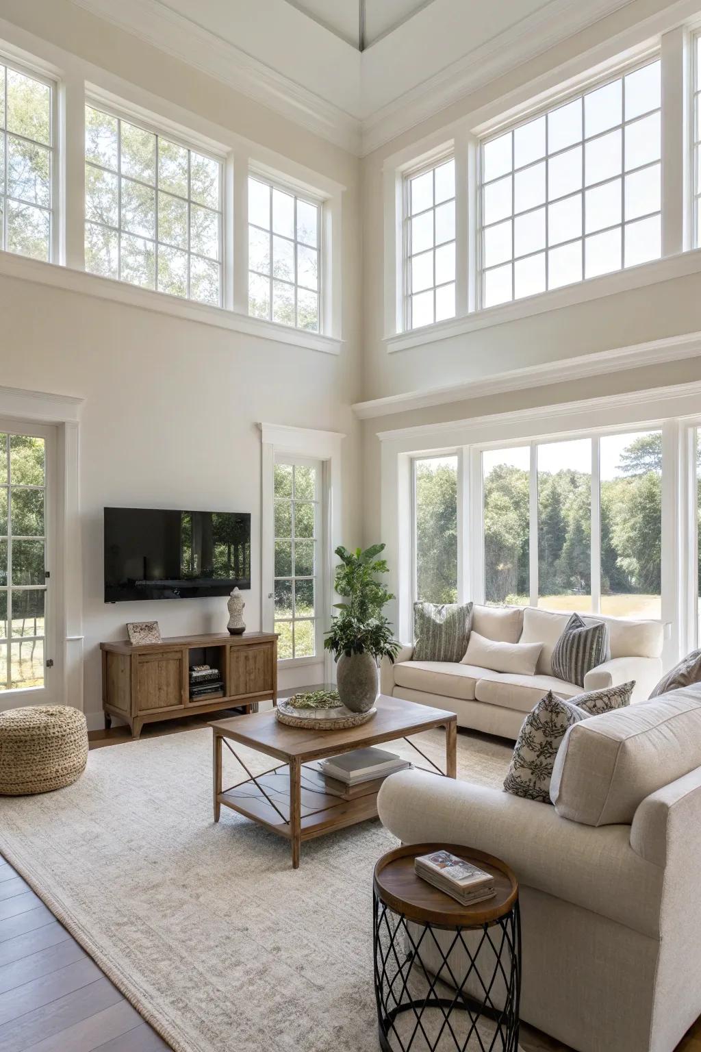 An open-concept living room that showcases the principles of space and light.