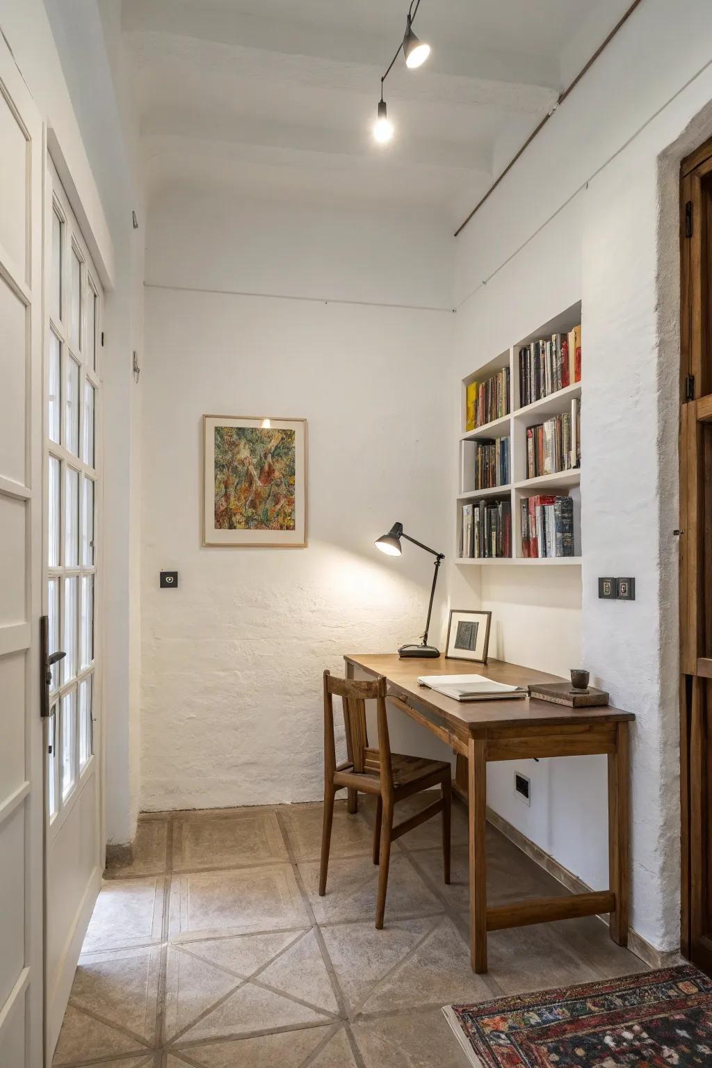 A minimalist study room exuding simplicity and refined elegance.