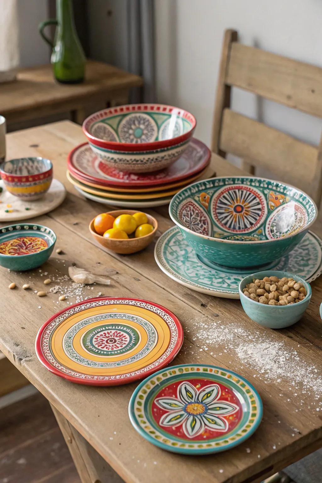 Vibrant Moroccan ceramics brighten any kitchen setting.