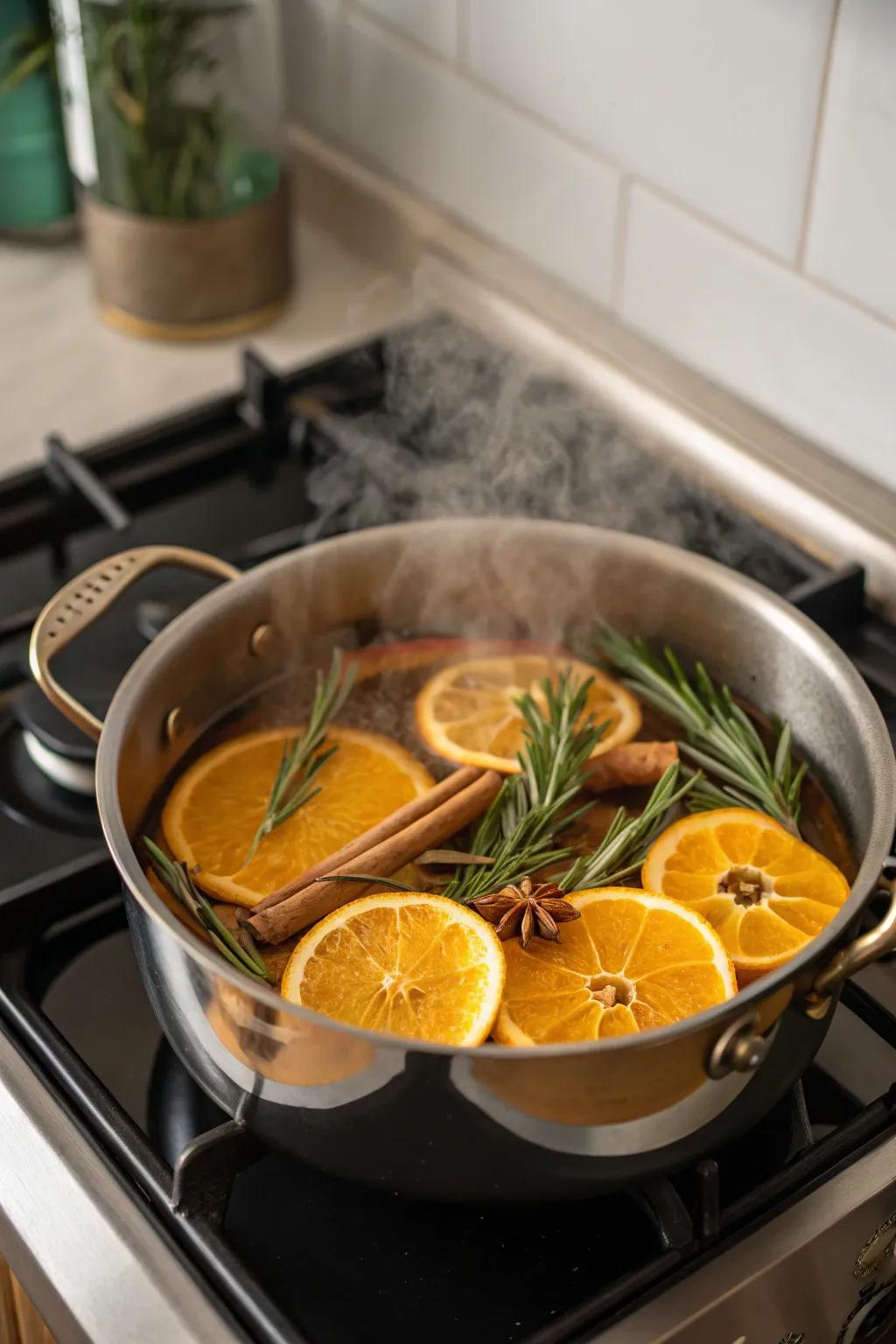 A simmer pot gently infusing the air with its comforting warmth.