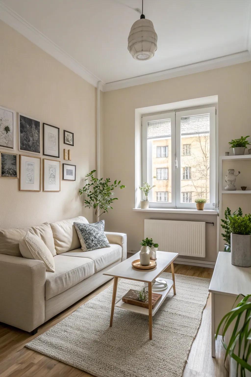 Neutral shades create a breezy and expansive feel.