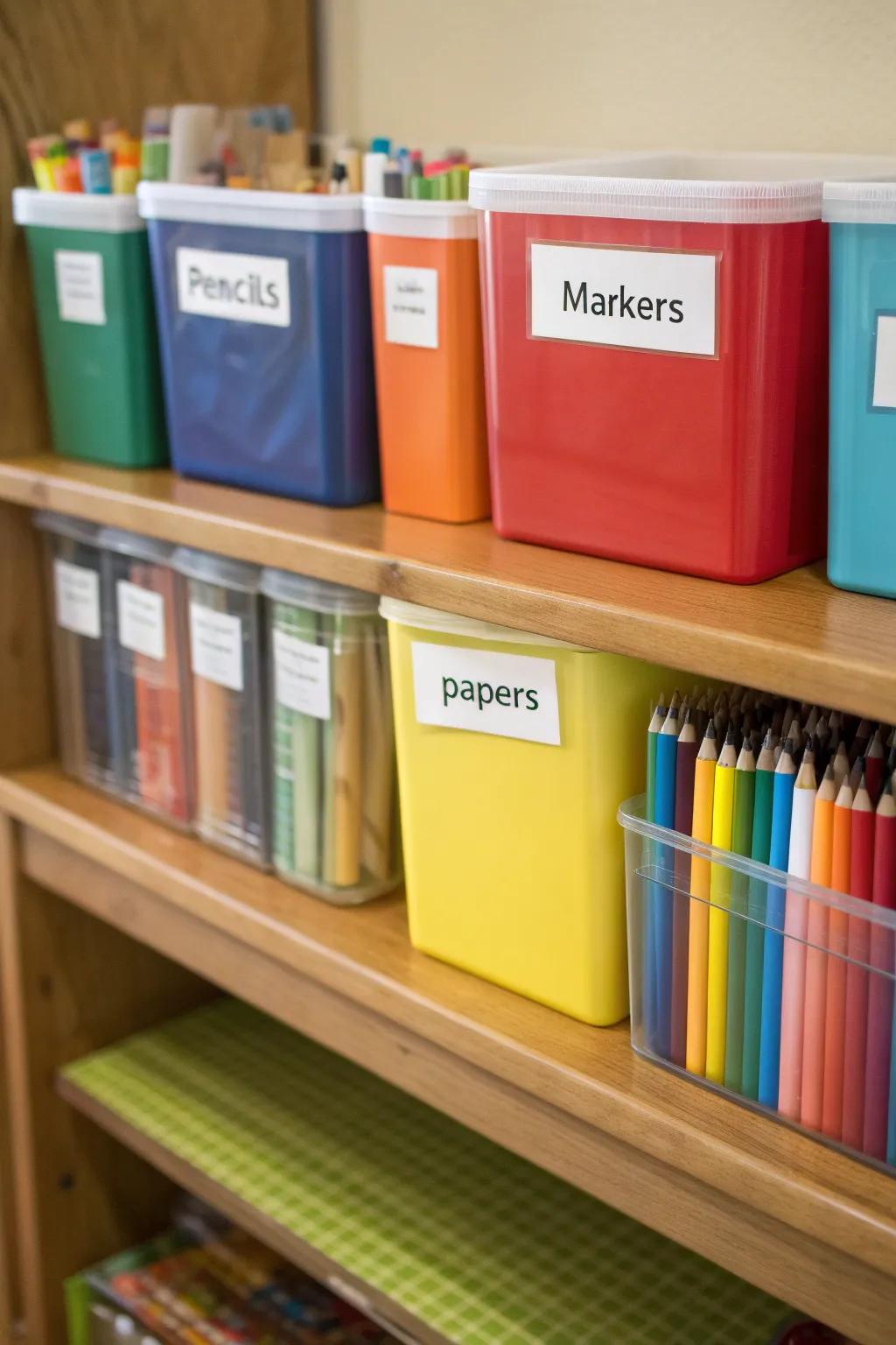 Color-coded containers bring both style and organization to your school supplies.