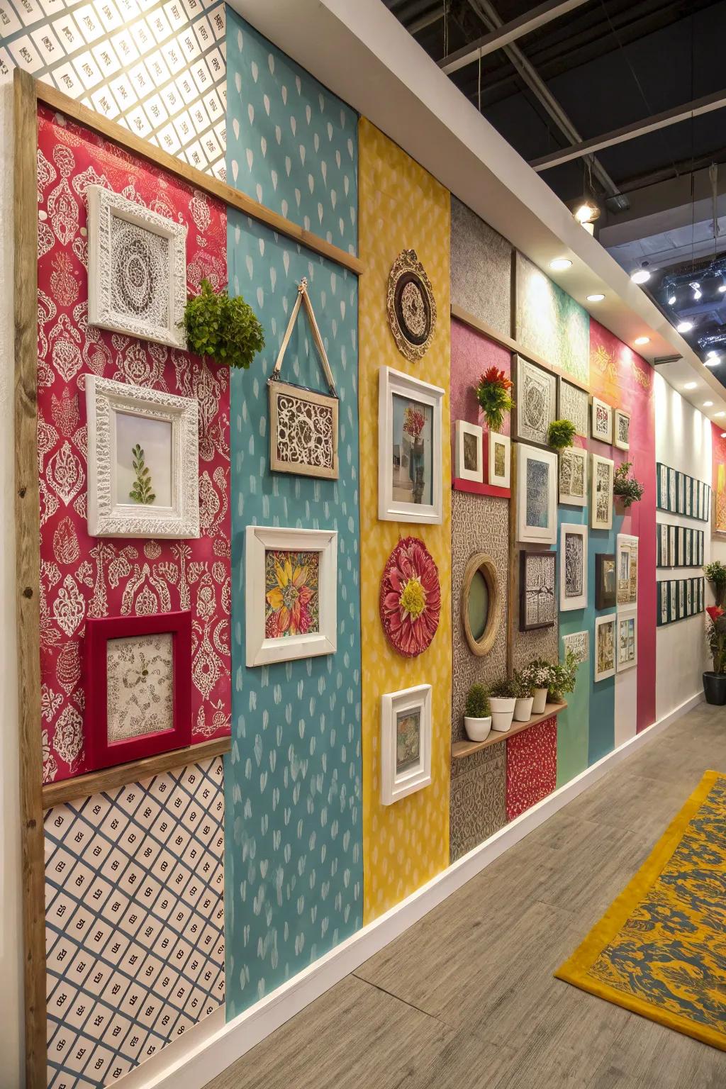 An eye-catching wall turned into an ornament gallery.